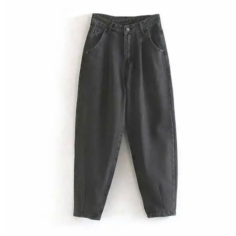 Black paperbag jeans pleated - Picture 2 of 9